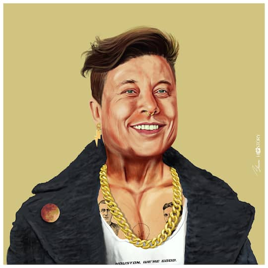 Empire Art Direct Hipstory™ 24" x 24" Hip Elon Frameless Free Floating Printed Tempered Glass Wall Art